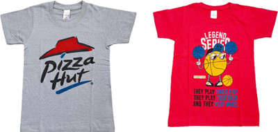 Vivin Collection Boys Printed Pure Cotton Regular T Shirt(Multicolor, Pack of 2)