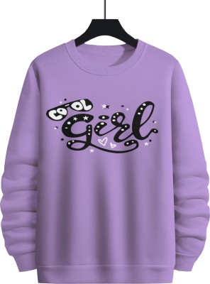 BLUE LARK Girls Typography, Printed Cotton Blend T Shirt(Purple, Pack of 1)