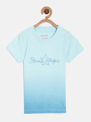 DIXCY SCOTT SLIMZ Girls Printed Pure Cotton Regular T Shirt(Blue, Pack of 1)