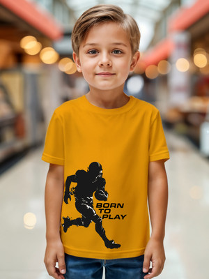 Billion Boys Printed Pure Cotton Regular T Shirt(Yellow, Pack of 1)