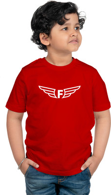 CHOMMBOOKA TRENDING Boys Typography, Printed Pure Cotton Regular T Shirt(Red, Pack of 1)