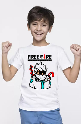 AKFABTECH Boys Printed Polyester Regular T Shirt(White, Pack of 1)