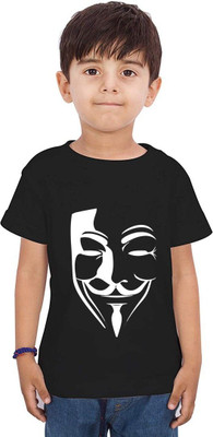 THEYOUNGESTTEE Boys Printed Cotton Blend Regular T Shirt(Black, Pack of 1)