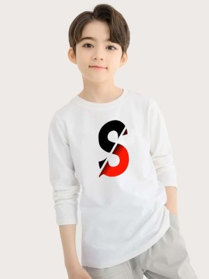 S R FASHION Boys Graphic Print Polyester T Shirt(White, Pack of 1)