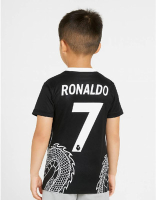 MSV Boys & Girls Printed Polyester Regular T Shirt(Black, White, Pack of 1)