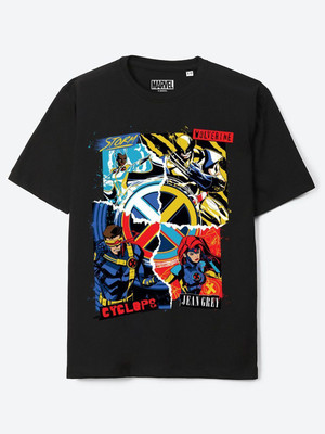 WYM TREND Boys Printed Cotton Blend Regular T Shirt(Black, Pack of 1)