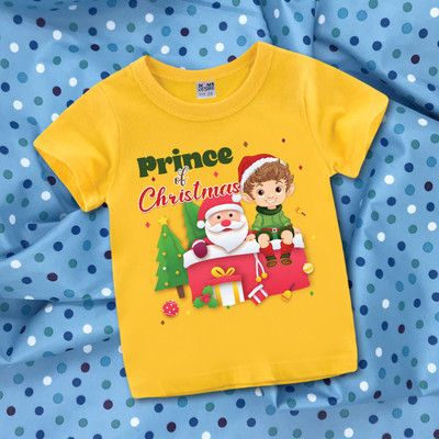 MOMS DESIRE Baby Boys & Baby Girls Self Design Cotton Blend Regular T Shirt(Yellow, Multicolor, Pack of 1)