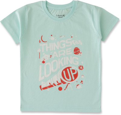 Luke and Lilly Boys Printed Cotton Blend Regular T Shirt(Light Green, Pack of 1)