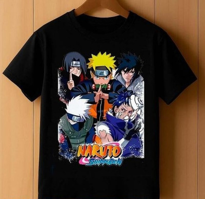 Sazgar Boys & Girls Printed Polyester Regular T Shirt(Black, Pack of 1)