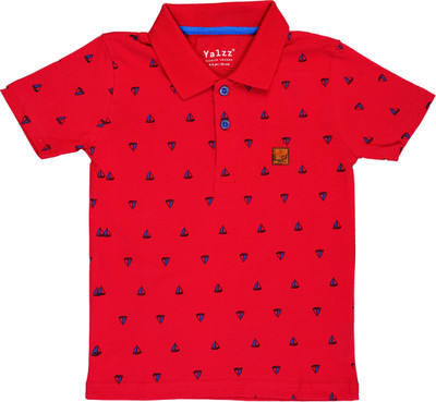 YALZZ Boys Printed Pure Cotton Regular T Shirt(Red, Pack of 1)