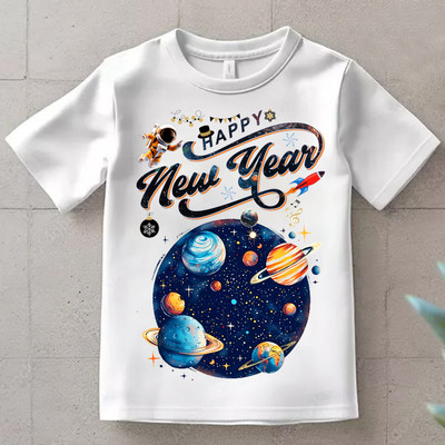 tifti Boys & Girls Printed Cotton Blend Regular T Shirt(White, Multicolor, Pack of 1)