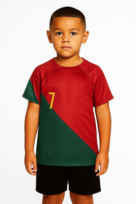 BUGOAT Boys & Girls Colorblock Polyester Regular T Shirt(Red, Pack of 1)