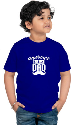 CHOMMBOOKA Boys Printed Cotton Blend Regular T Shirt(Blue, Pack of 1)