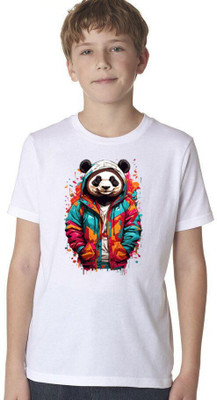 Kp Printofashions Boys & Girls Printed Polyester Regular T Shirt(White, Pack of 1)