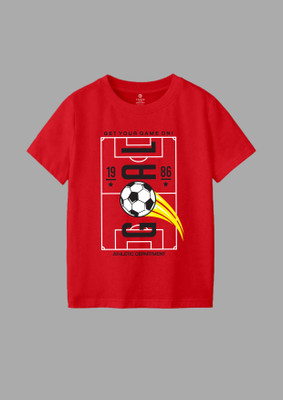 Codez Boys Printed Cotton Blend Regular T Shirt(Red, Pack of 1)