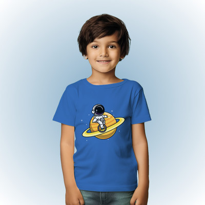 littlehaathee Boys Graphic Print Pure Cotton Regular T Shirt(Black, Pack of 1)
