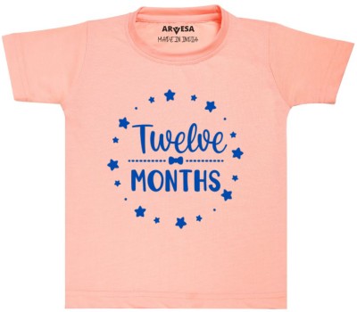 ARVESA Baby Boys & Baby Girls Printed Cotton Blend T Shirt(Pink, Pack of 1)
