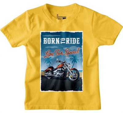 BonOrganik Boys Printed Pure Cotton Regular T Shirt(Yellow, Pack of 1)