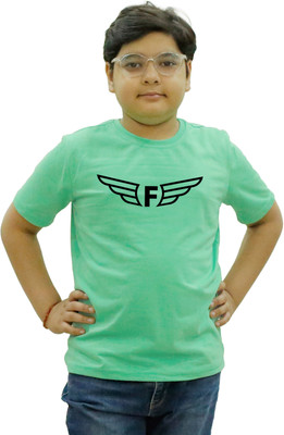 CHOMMBOOKA TRENDING Boys Typography, Printed Pure Cotton Regular T Shirt(Light Green, Pack of 1)