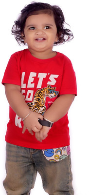 kidzay Boys Solid Cotton Blend Oversized T Shirt(Red, Pack of 1)