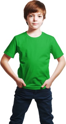 VoiletR Boys Solid Pure Cotton Regular T Shirt(Green, Pack of 1)