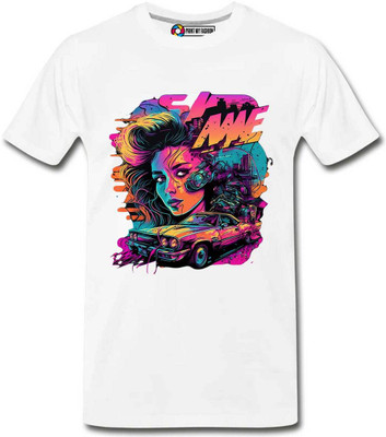 Print My Fashion Boys Printed Cotton Blend Regular T Shirt(White, Pack of 1)