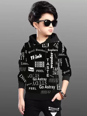 XITEES Boys Typography Cotton Blend Regular T Shirt(Black, Pack of 1)