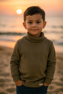 Hafsa Baby Boys & Baby Girls Striped Cotton Blend Regular T Shirt(Brown, Pack of 1)