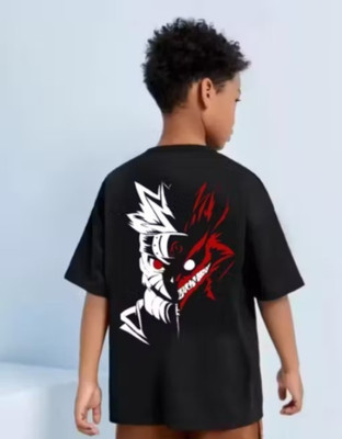 HIPHOPTRENDZ Boys Solid Cotton Blend Oversized T Shirt(Black, Pack of 1)