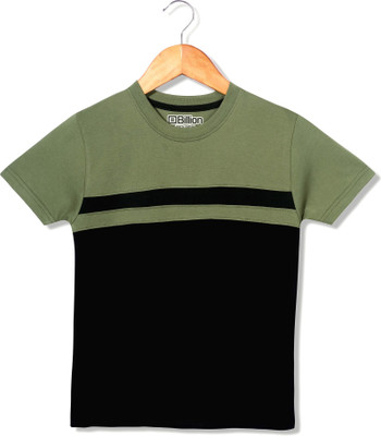 Billion Boys Colorblock Pure Cotton Regular T Shirt(Multicolor, Pack of 1)