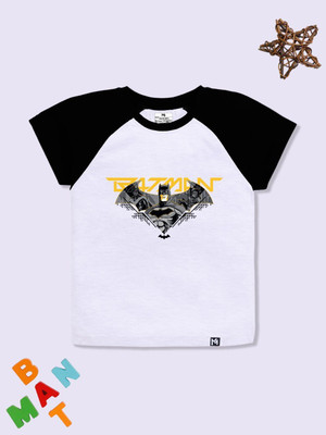 YK X Minute Mirth Boys Printed Pure Cotton Regular T Shirt(Black, White, Pack of 1)