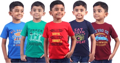 Soft Apparels Boys & Girls Typography Pure Cotton T Shirt(Multicolor, Pack of 5)