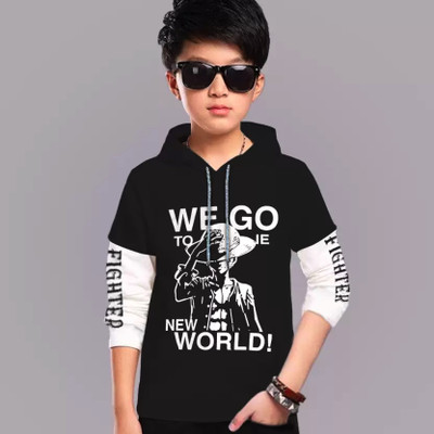 Xite Tees Boys Typography, Printed Cotton Blend Regular T Shirt(Black, Pack of 1)