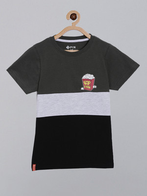 3Pin Boys Colorblock Pure Cotton Regular T Shirt(Multicolor, Pack of 1)