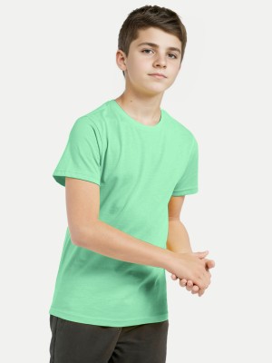 radprix Boys Solid Pure Cotton T Shirt(Green, Pack of 1)