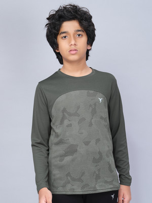 TECHNOSPORT Boys Printed Polyester Slim T Shirt(Grey, Pack of 1)