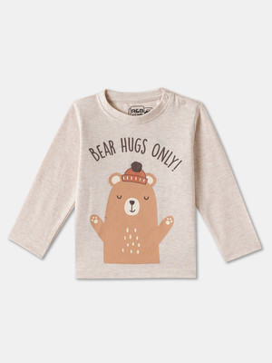 R&B Baby Boys Graphic Print Pure Cotton Regular T Shirt(Beige, Pack of 1)