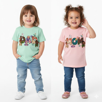 Shastika Apprel Boys & Girls Printed Cotton Blend Regular T Shirt(Light Green, Pink, Pack of 2)