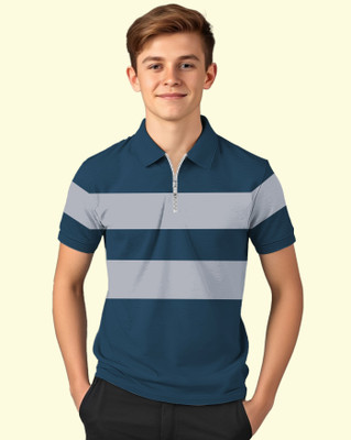 AUSK Boys Checkered Cotton Blend Regular T Shirt(Multicolor, Grey, Pack of 1)