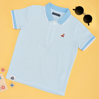 Pantaloons Junior Boys Printed Pure Cotton Regular T Shirt(Light Blue, Pack of 1)