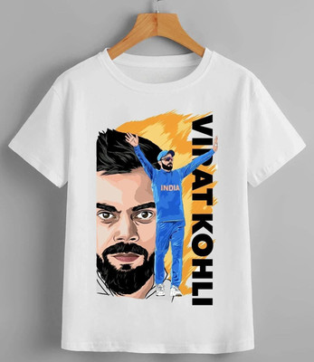 MAADHAV FASHIONS Boys & Girls Typography, Printed, Graphic Print Polyester Regular T Shirt(White, Pack of 1)