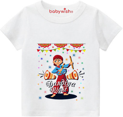 Babywish Boys & Girls Printed Cotton Blend Regular T Shirt(Pink, Pack of 1)