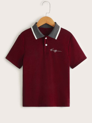 TIOR Boys Solid Polyester Regular T Shirt(Maroon, Pack of 1)