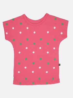 BodyCare Girls Printed Cotton Blend T Shirt(Pink, Pack of 1)