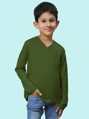 FBAR Boys Solid Pure Cotton Regular T Shirt(Dark Green, Pack of 1)