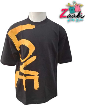 Zaabi Baby Boys Graphic Print Cotton Blend Regular T Shirt(Black, Pack of 1)