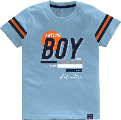 Codez Boys Printed Cotton Blend Regular T Shirt(Blue, Pack of 1)