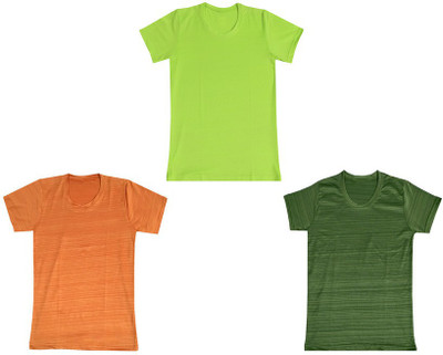 KAVYA Boys Self Design Polyester Regular T Shirt(Multicolor, Pack of 3)