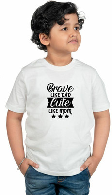 CHOMMBOOKA TREND Boys Typography Pure Cotton Regular T Shirt(White, Pack of 1)