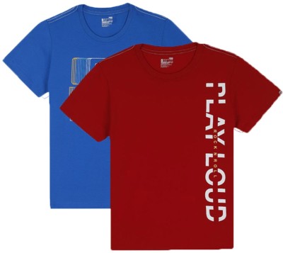 PROTEENS Boys Printed Pure Cotton T Shirt(Red, Pack of 2)